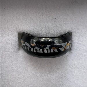 Stylish Black, Silver and Gold Accents Ring - Size 5.5